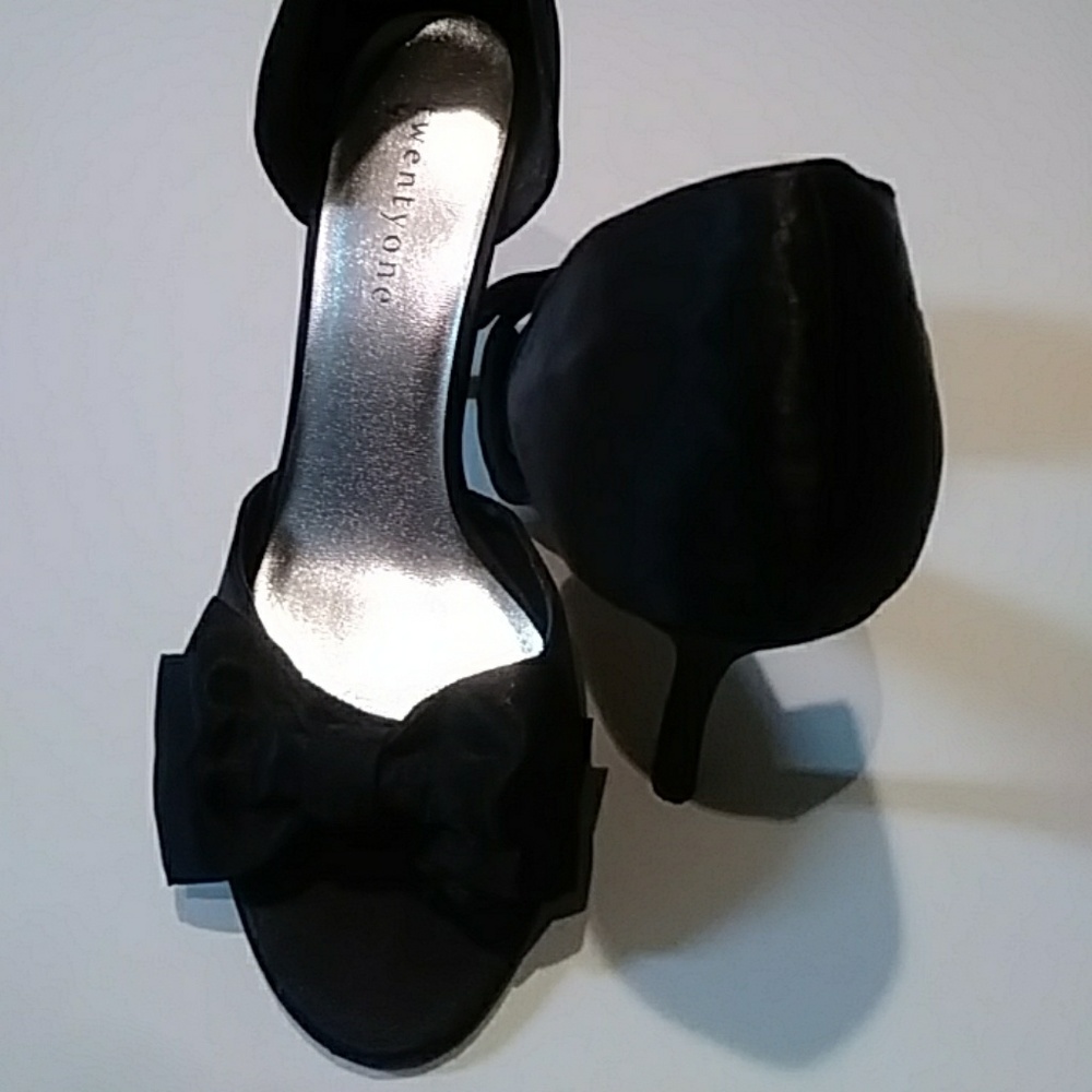 Black Satin Bow Heels